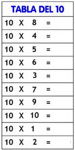 tabla del 10