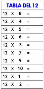 tabla del 12