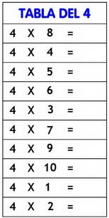 tabla del 4