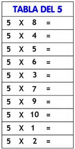 tabla del 5
