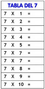 tabla del 7