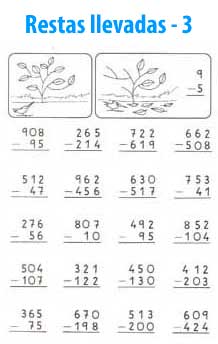 Resta llevada de 3 números